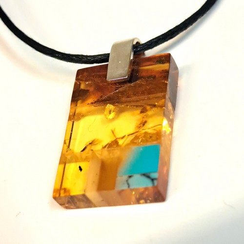 HWG-2392 Pendant, Multi-Color Rectangular Shape with TQ Accent $58 at Hunter Wolff Gallery